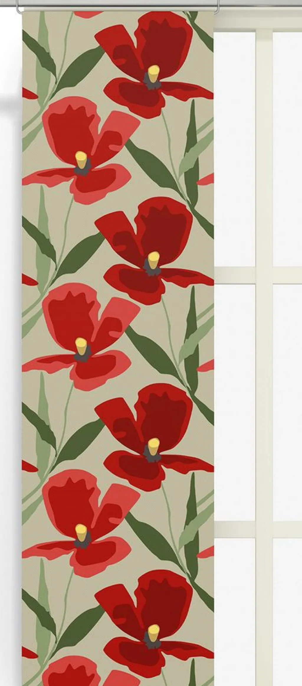 Panelgardiner<Arvidssons textil Blomsterskrud culla röd panelgardiner
