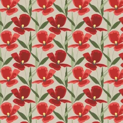 Gardintyger Mönstrade|Arvidssons Textil<Arvidssons textil Blomsterskrud culla röd tyg