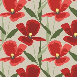 Gardintyger Mönstrade|Arvidssons Textil<Arvidssons textil Blomsterskrud culla röd tyg