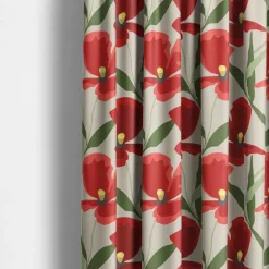 Gardintyger Mönstrade|Arvidssons Textil<Arvidssons textil Blomsterskrud culla röd tyg