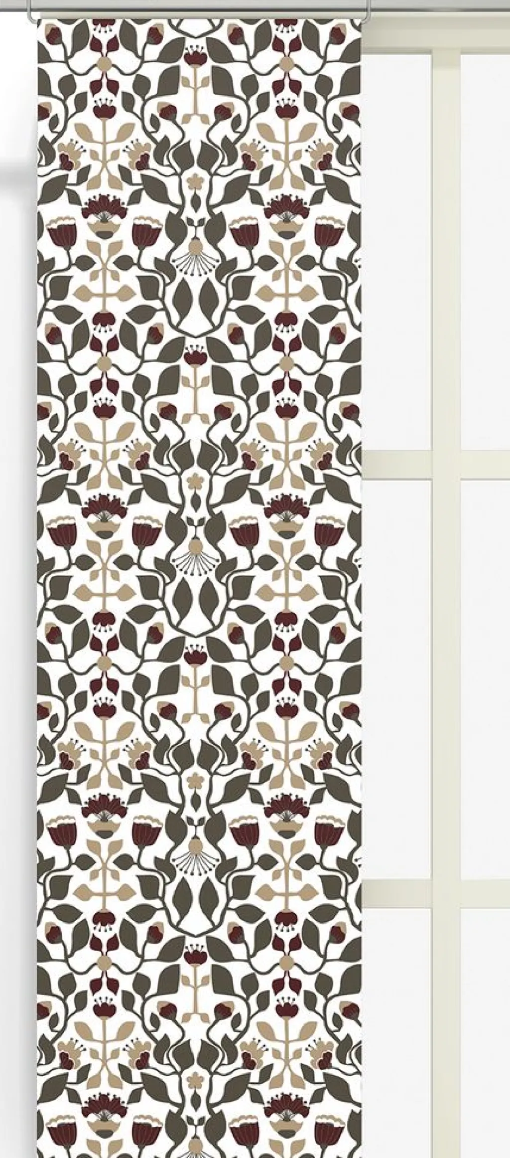 Panelgardiner<Arvidssons textil Blomstersnår brun panelgardiner