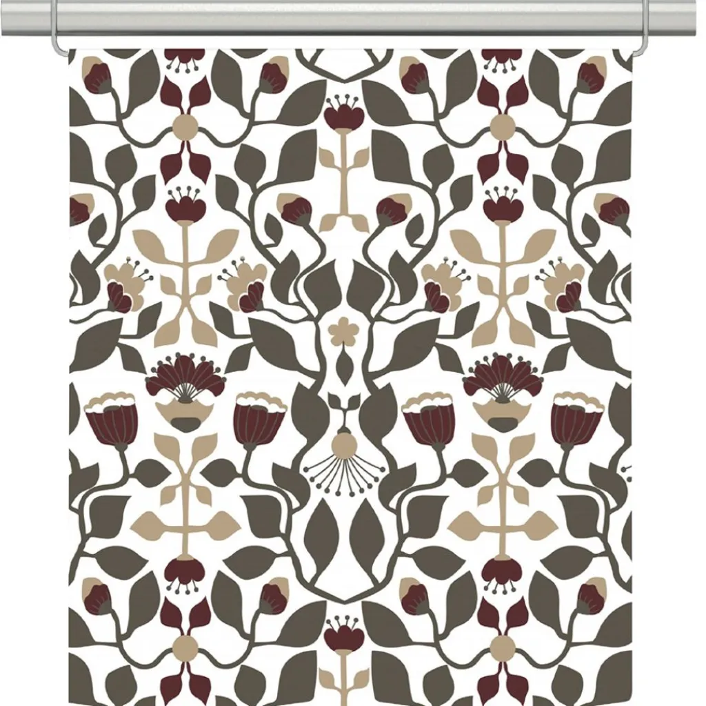 Panelgardiner<Arvidssons textil Blomstersnår brun panelgardiner