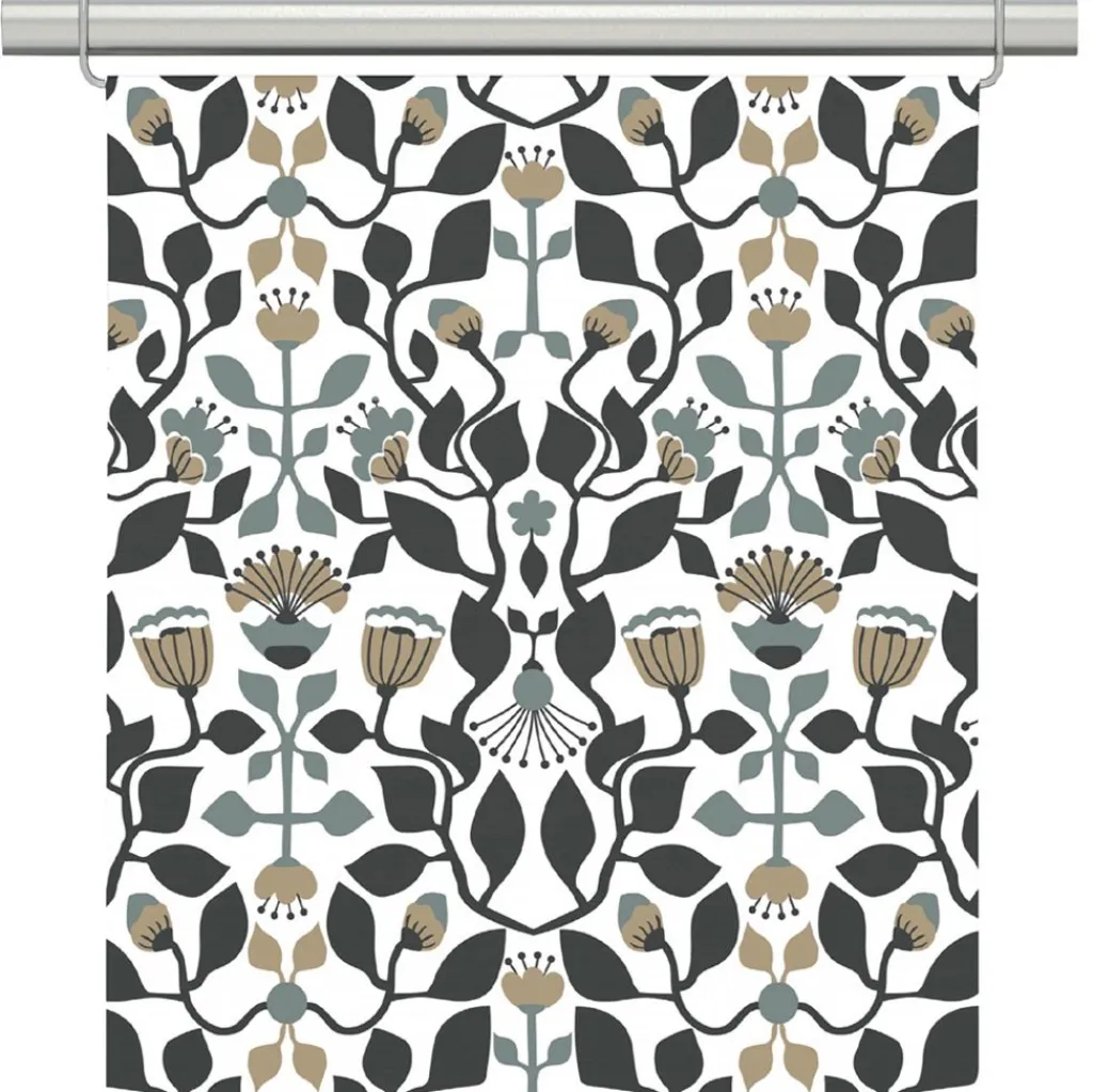Panelgardiner<Arvidssons textil Blomstersnår turkos panelgardiner