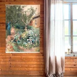 Tygtavla<Svanefors Blomsterträdgård 95x130 Tygtavla - Carl Larsson