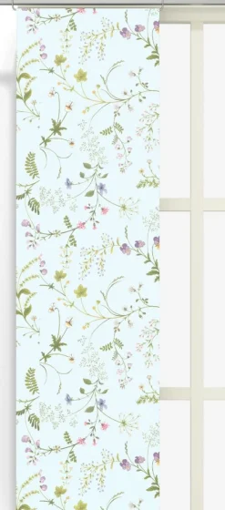 Panelgardiner<Arvidssons textil Blomsteryra ljusblå panelgardiner