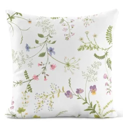 Mönstrade Kuddfodral<Arvidssons textil Blomsteryra vit kuddfodral
