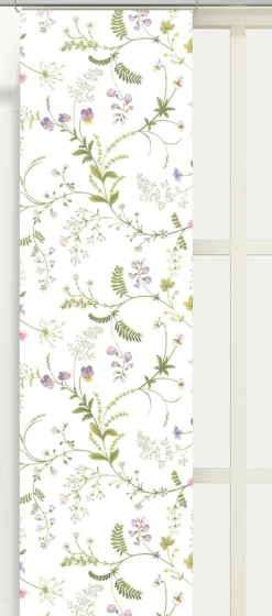 Panelgardiner<Arvidssons textil Blomsteryra vit panelgardiner