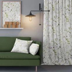Gardintyger Mönstrade|Arvidssons Textil<Arvidssons textil Blomsteryra vit tyg