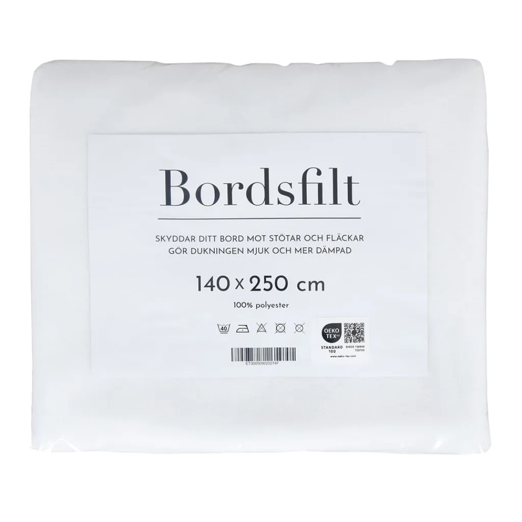 Bordsfilt< Bordsfilt vit förpackning 140x250cm