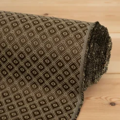 Rutiga Möbeltyger|Mönstrade Möbeltyger<Nordisk Textil Borgholm brun-guld - rutigt möbeltyg i klassisk stil