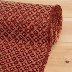 Rutiga Möbeltyger|Mönstrade Möbeltyger<Nordisk Textil Borgholm röd-guld - rutigt möbeltyg i klassisk stil