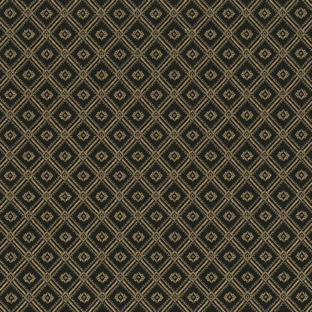 Rutiga Möbeltyger|Mönstrade Möbeltyger<Nordisk Textil Borgholm svart-guld - rutigt möbeltyg i klassisk stil