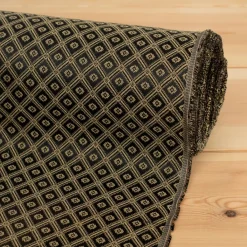 Rutiga Möbeltyger|Mönstrade Möbeltyger<Nordisk Textil Borgholm svart-guld - rutigt möbeltyg i klassisk stil