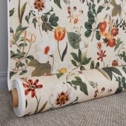 Gardintyger Mönstrade<Nordisk Textil Botany creme tyg