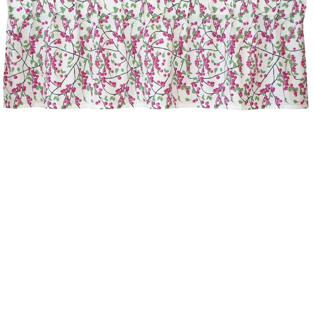 Gardinkappor Mönstrade|Rea Gardiner<Arvidssons textil Bärig cerise gardinkappa metervara