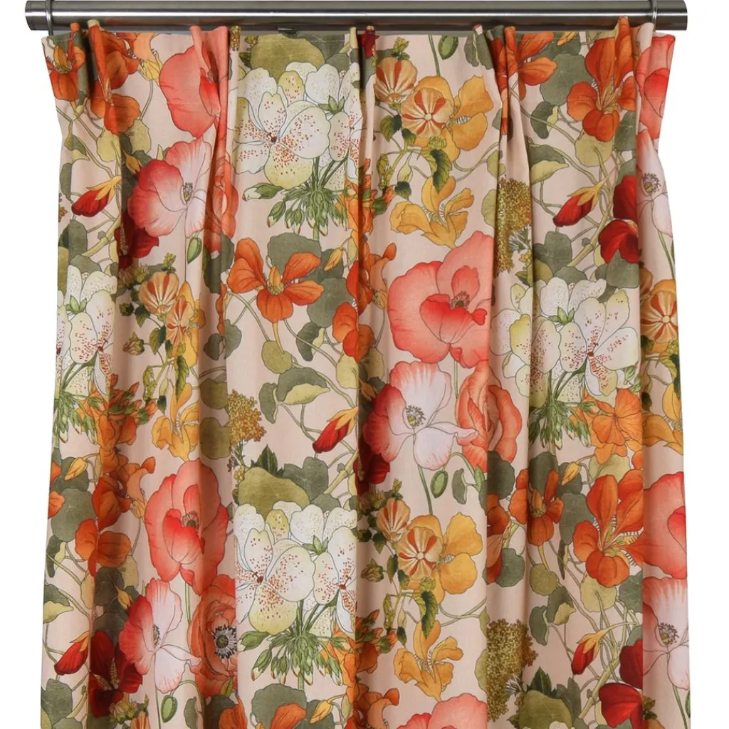 Gardiner Mönstrade<Nordisk Textil Capucine orange gardiner – Färgstark blommig gardin