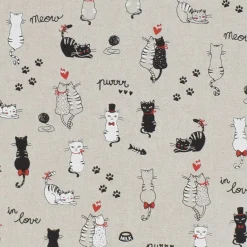 Gardintyger Mönstrade|Barnmönster< Cats in love tyg med katter