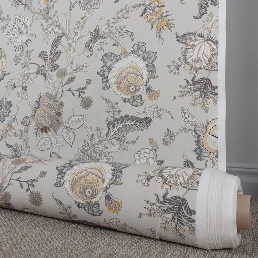 Gardintyger Mönstrade<Nordisk Textil Ceylan beige-gul tyg