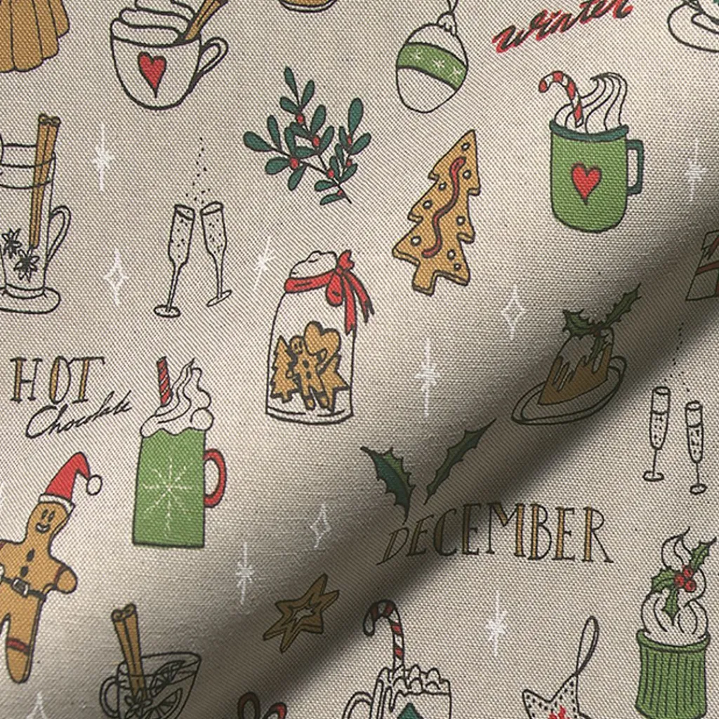 Gardintyger Mönstrade|Jultyger< Christmas doodle tyg