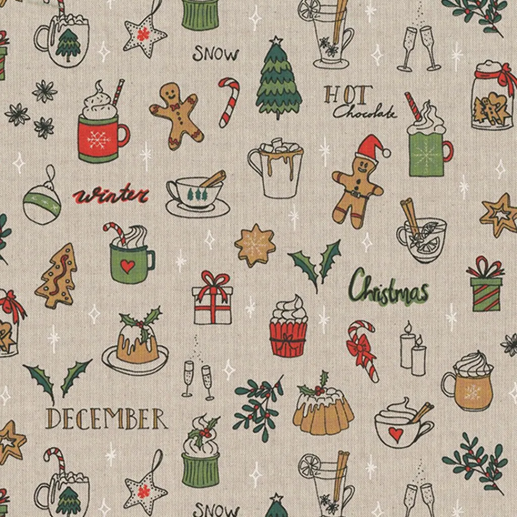Gardintyger Mönstrade|Jultyger< Christmas doodle tyg