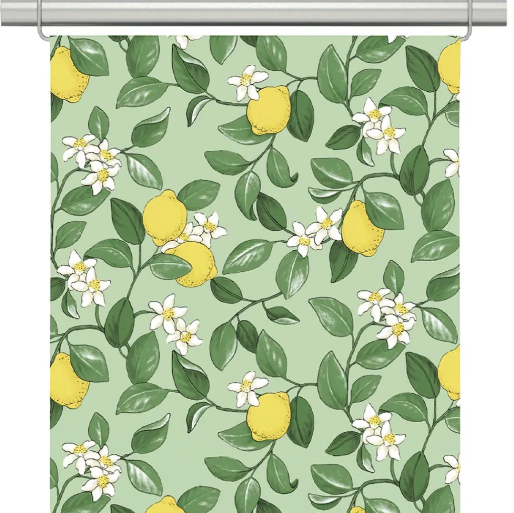 Panelgardiner<Arvidssons textil Citronlycka grön panelgardiner