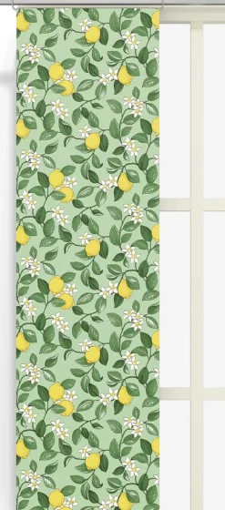 Panelgardiner<Arvidssons textil Citronlycka grön panelgardiner