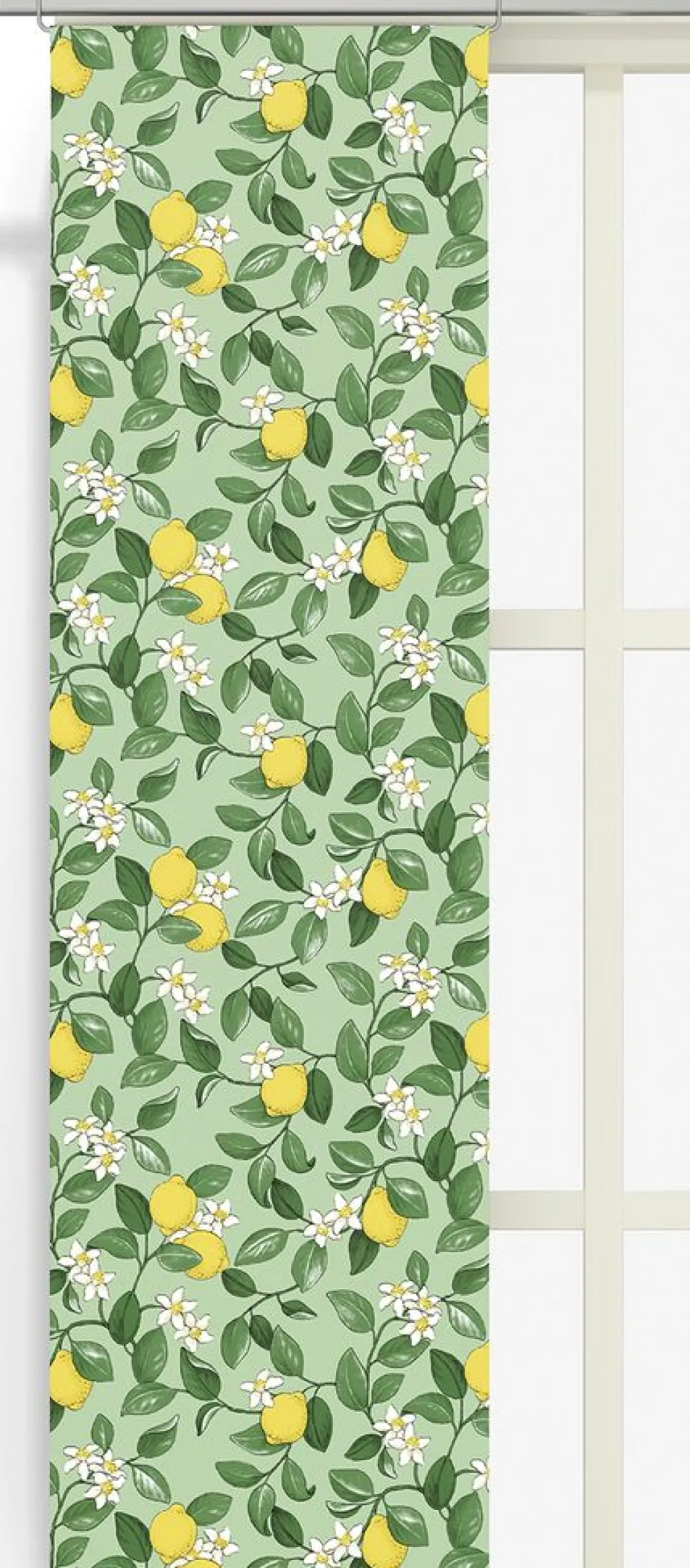 Panelgardiner<Arvidssons textil Citronlycka grön panelgardiner