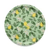 Brickor<Arvidssons textil Citronlycka grön stor rund bricka Ø38cm