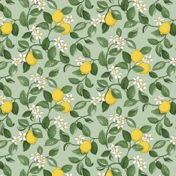 Gardintyger Mönstrade|Arvidssons Textil<Arvidssons textil Citronlycka grön tyg med citroner