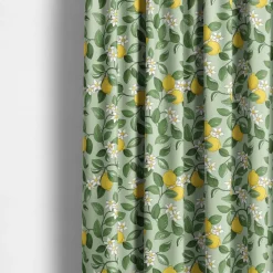 Gardintyger Mönstrade|Arvidssons Textil<Arvidssons textil Citronlycka grön tyg med citroner