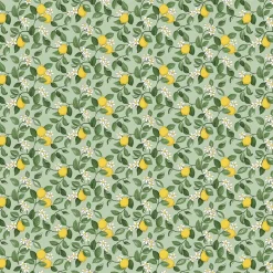 Gardintyger Mönstrade|Arvidssons Textil<Arvidssons textil Citronlycka grön tyg med citroner