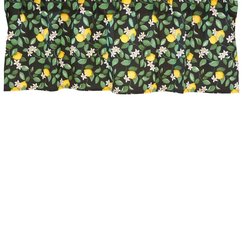 Gardinkappor Mönstrade<Arvidssons textil Citronlycka svart gardinkappa med citroner metervara