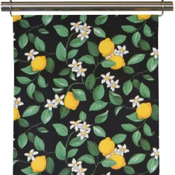 Panelgardiner<Arvidssons textil Citronlycka svart panelgardiner med citroner