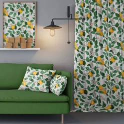 Gardiner Mönstrade<Arvidssons textil Citronlycka vit gardiner med citroner
