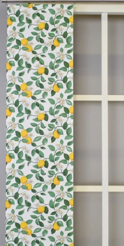 Panelgardiner<Arvidssons textil Citronlycka vit panelgardiner med citroner