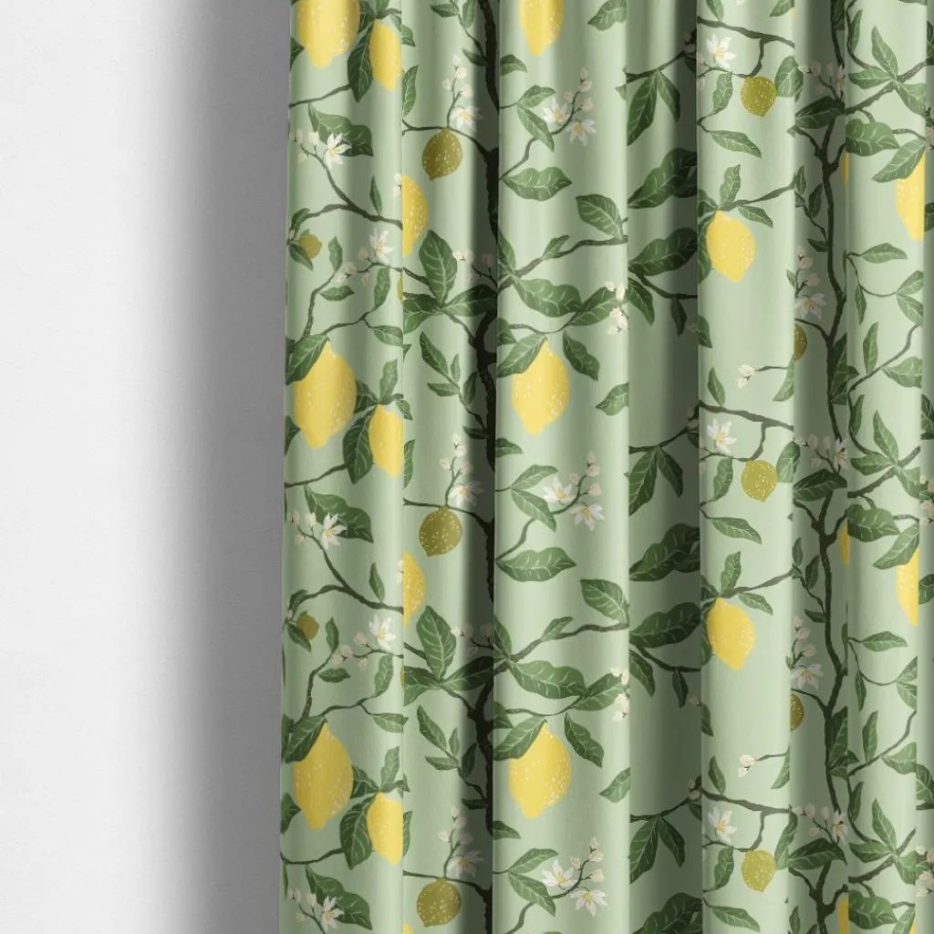 Gardintyger Mönstrade|Arvidssons Textil<Arvidssons textil Citronträd grön - tyg med citroner