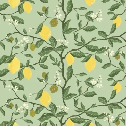 Gardintyger Mönstrade|Arvidssons Textil<Arvidssons textil Citronträd grön - tyg med citroner