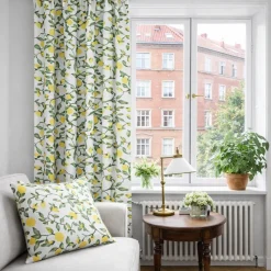 Gardiner Mönstrade<Arvidssons textil Citronträd gul - gardiner med citroner