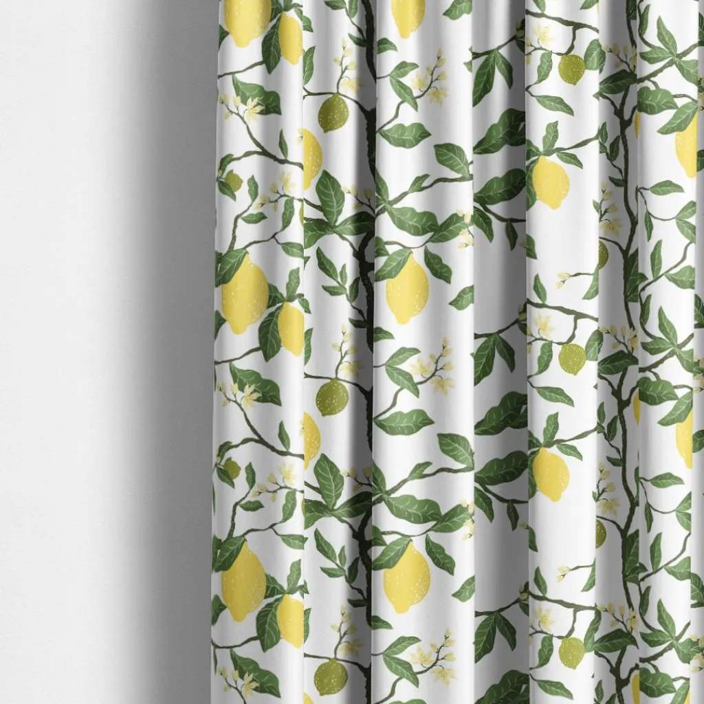 Gardintyger Mönstrade|Arvidssons Textil<Arvidssons textil Citronträd gul - tyg med citroner