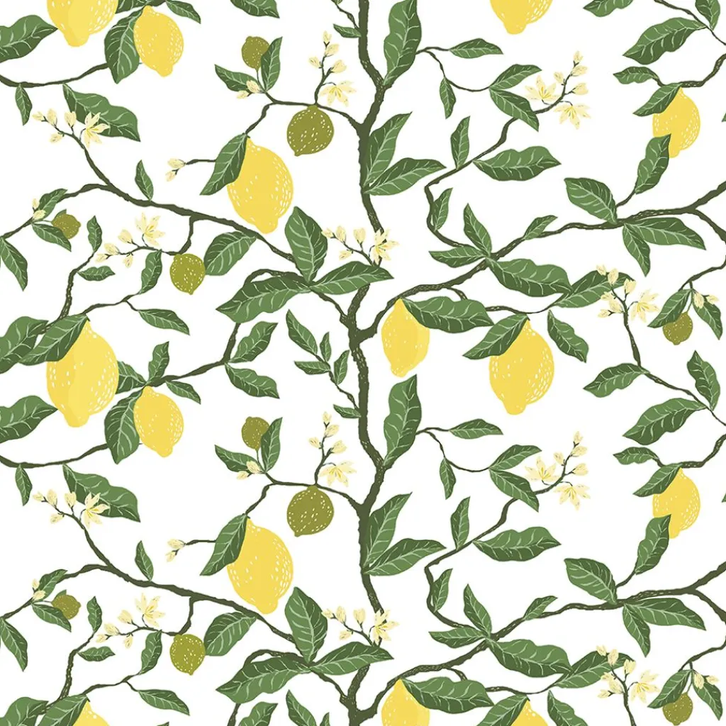 Gardintyger Mönstrade|Arvidssons Textil<Arvidssons textil Citronträd gul - tyg med citroner