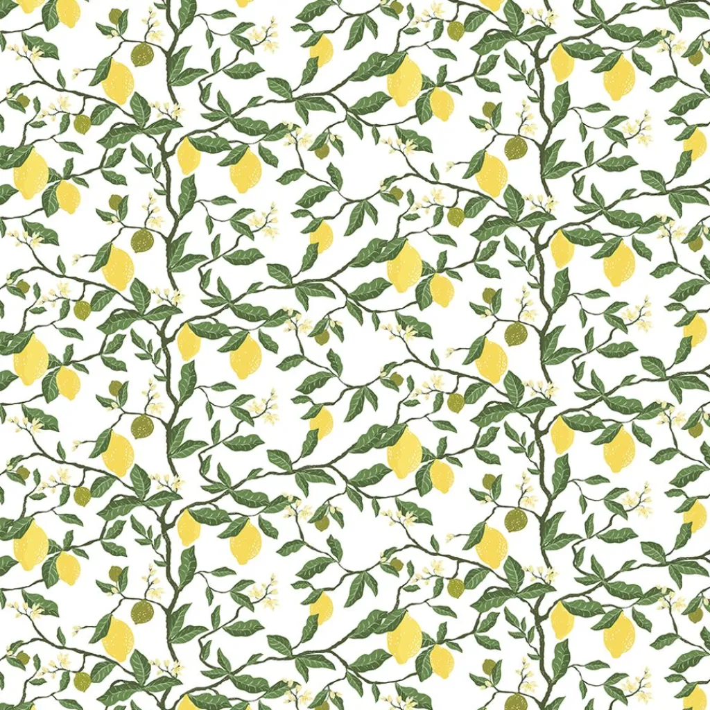 Gardintyger Mönstrade|Arvidssons Textil<Arvidssons textil Citronträd gul - tyg med citroner