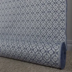 Mönstrade Möbeltyger|Bolster< Clover marin tyg