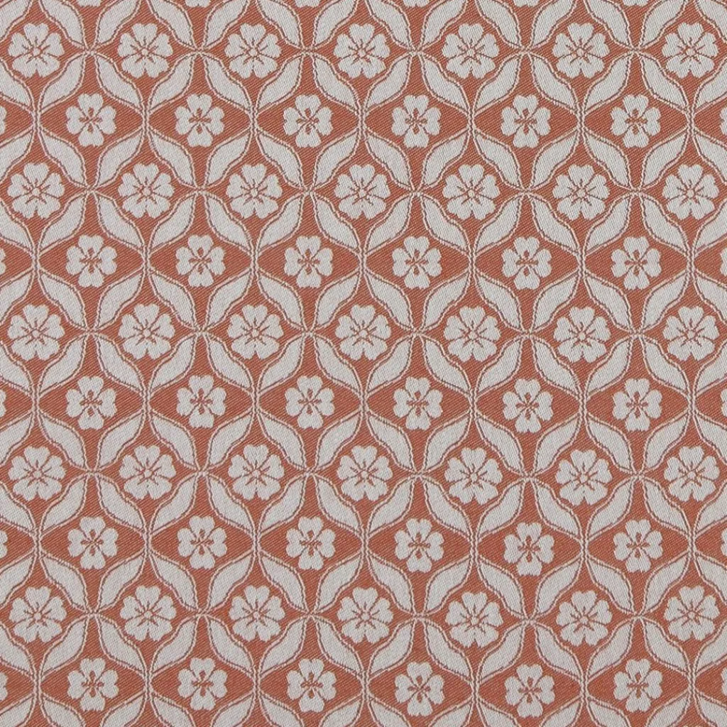 Mönstrade Möbeltyger|Bolster< Clover terracotta tyg