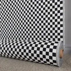 Rutiga Möbeltyger<Nordisk Textil Damier schackrutigt jaquardtyg i svart och vitt för möbelklädsel