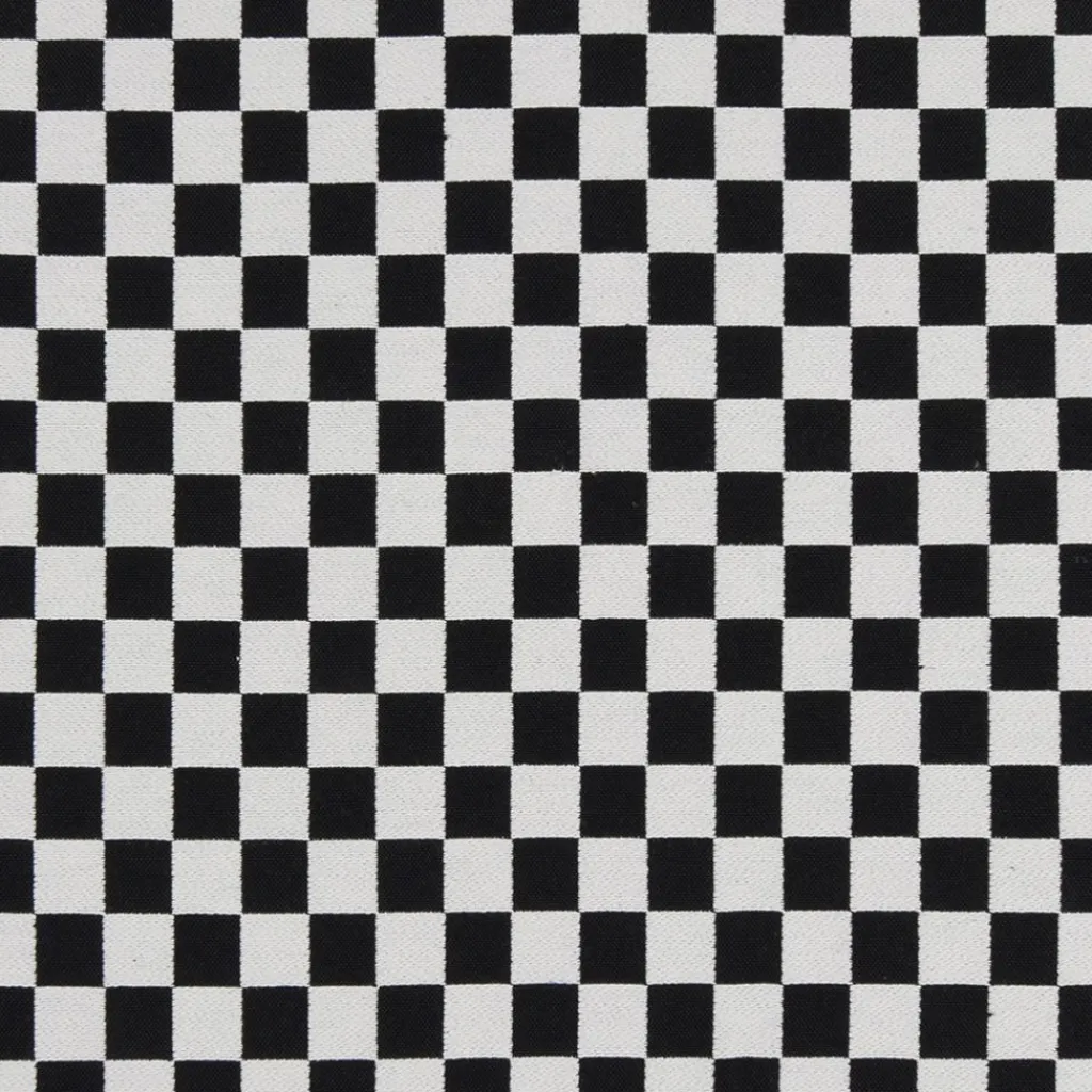 Rutiga Möbeltyger<Nordisk Textil Damier schackrutigt jaquardtyg i svart och vitt för möbelklädsel