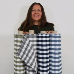 Rutiga Möbeltyger|Rutor & Ränder<Nordisk Textil Dewon grön-vit rutigt tyg