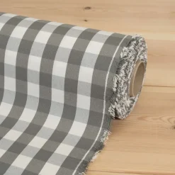 Rutiga Möbeltyger|Rutor & Ränder<Nordisk Textil Dewon ljusgrå-vit rutigt tyg