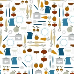 Gardintyger Mönstrade|Arvidssons Textil<Arvidssons textil Dinner petrol tyg