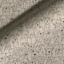 Gardintyger Mönstrade< Dog cartoon tyg med tecknade hundar
