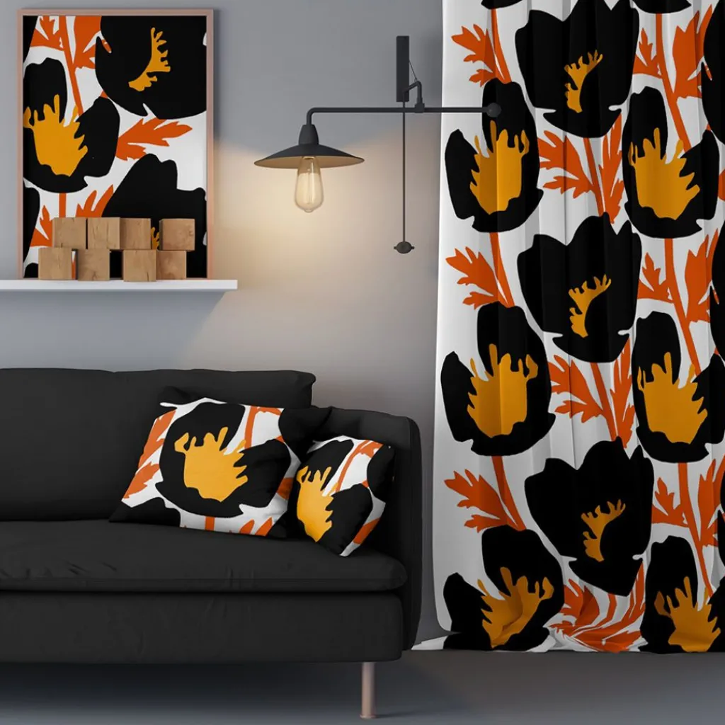 Gardintyger Mönstrade|Rea Gardintyger<Arvidssons textil Donna orange tyg
